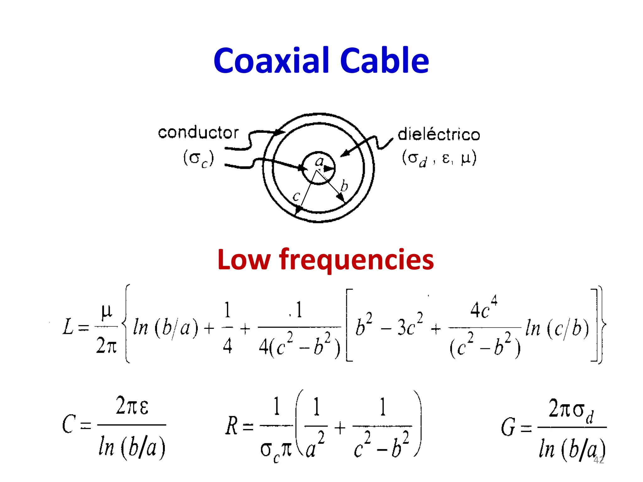 Coaxial Cable
Low frequencies
42
 