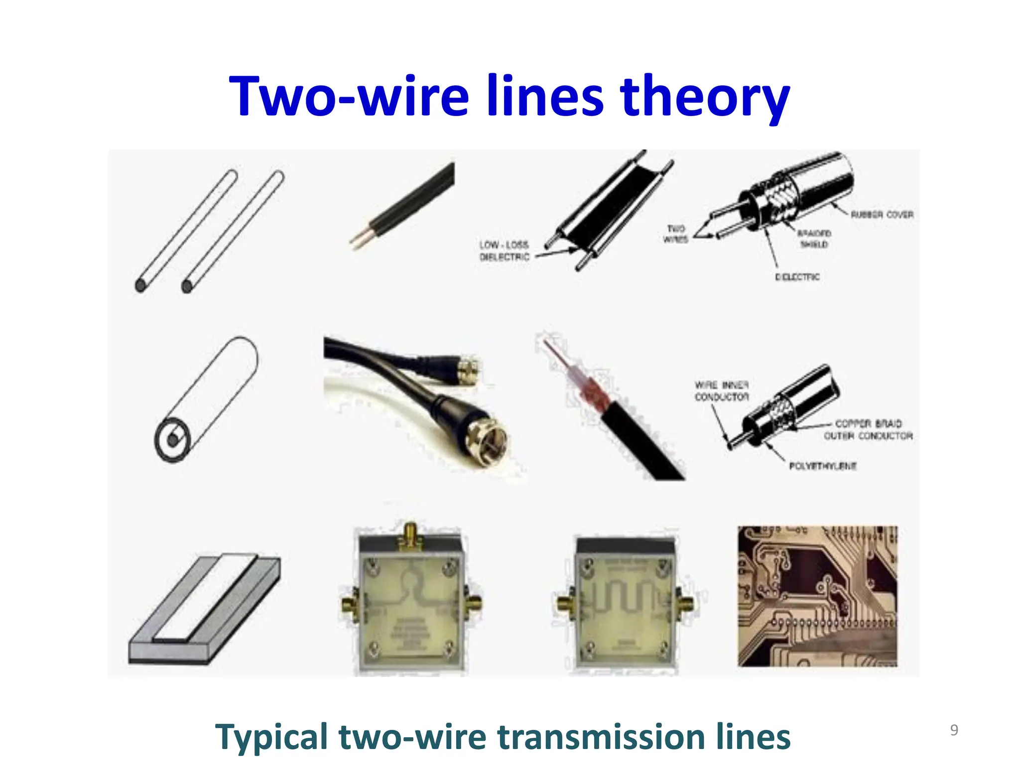Two-wire lines theory
9
Typical two-wire transmission lines
 