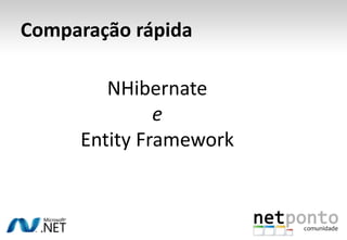 Entity Framework em AcçãoPontos de InteresseFácilIntuitivoTotal integração com as ferramentas habituaisRápidoEficiente
