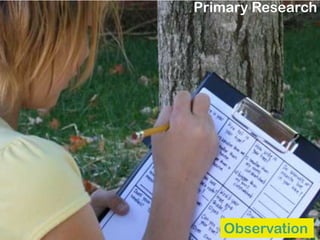 Focus
Primary Research Primary Research
Observation
 