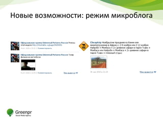 Новые возможности: режим микроблога
 