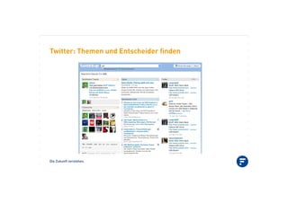 Die Zukunft verstehen.
Twitter: Themen und Entscheider ﬁnden
 