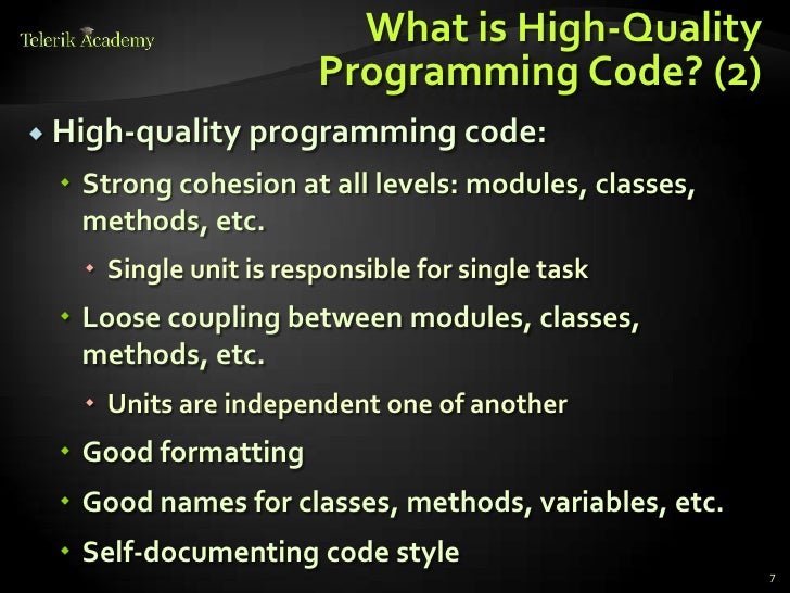 2. what is high quality programming code