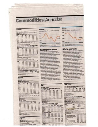Jornal Valor Econômico: Dados Commodities (dia 20 de janeiro de 2016)