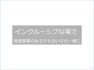 インクルーシブな場で
発達障害のある子もない子も一緒に
67
 