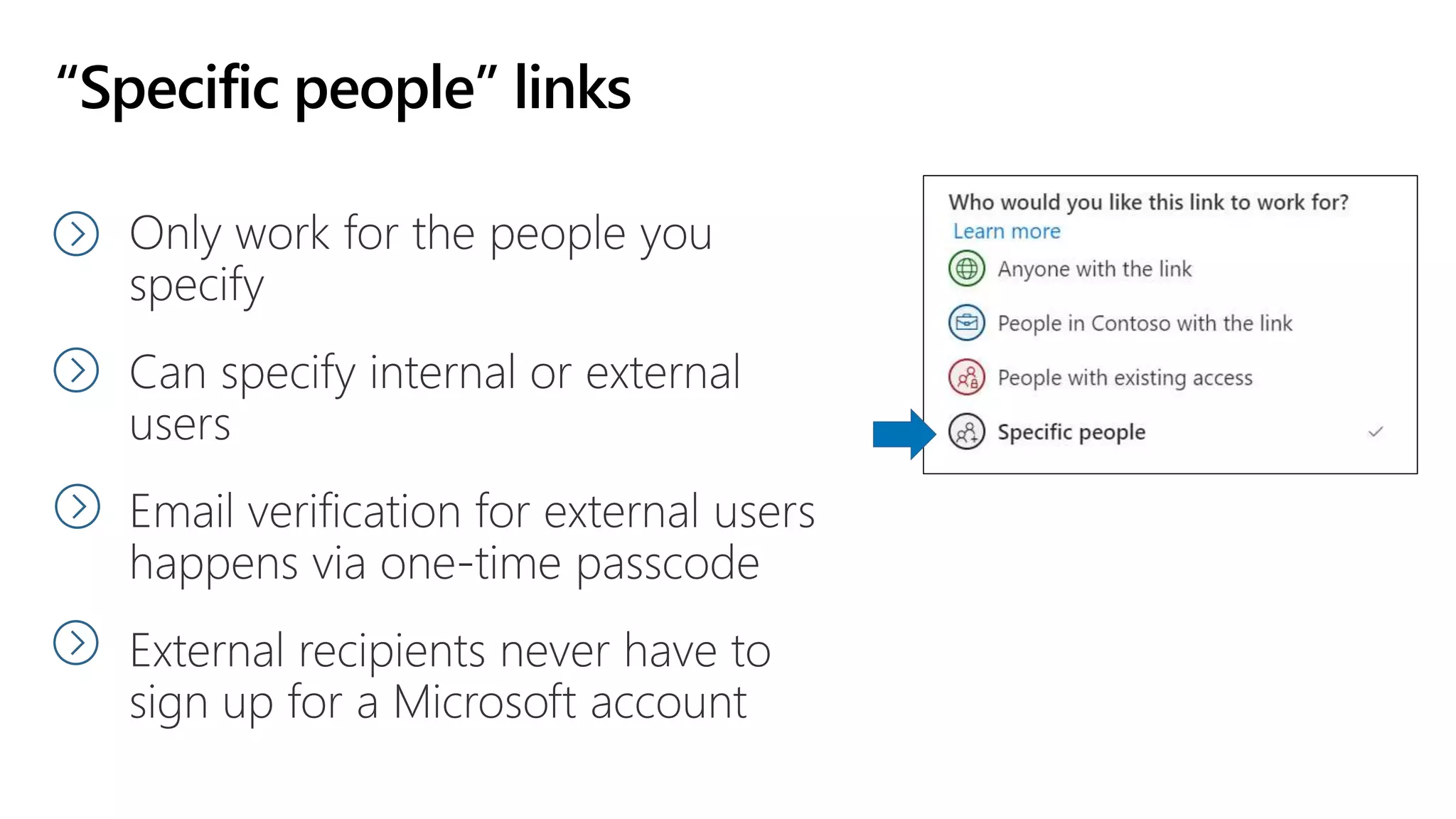 “Specific people” links
 