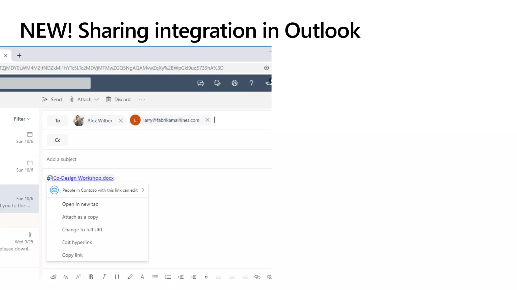 NEW! Sharing integration in Outlook
 
