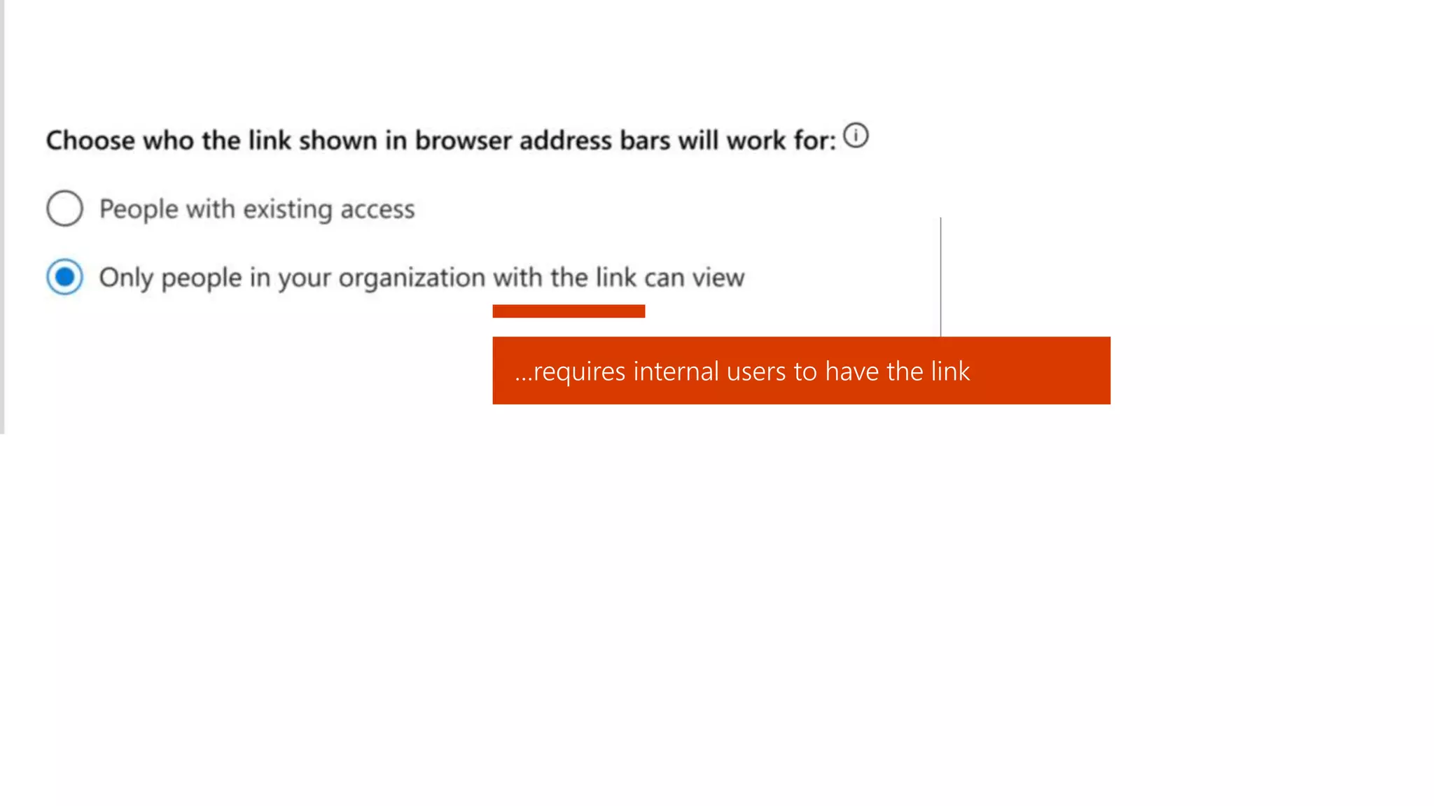 …requires internal users to have the link
 