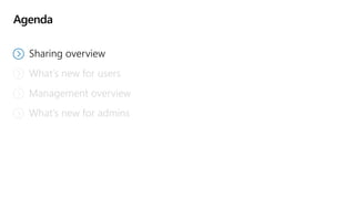 Agenda
What’s new for users
Management overview
What’s new for admins
 