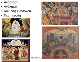 Ανάσταση  Ανάληψη Κοίμηση Θεοτόκου Πεντηκοστή 