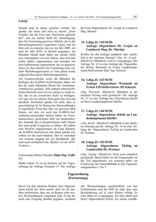 20. LTG-Sitzung am 22.,23. u. 24. Juli 2010