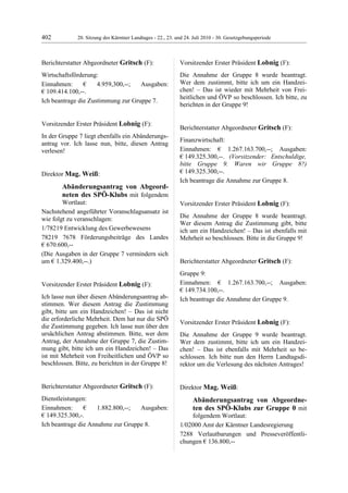 20. LTG-Sitzung am 22.,23. u. 24. Juli 2010