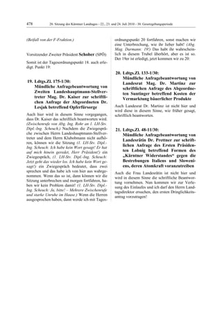 20. LTG-Sitzung am 22.,23. u. 24. Juli 2010