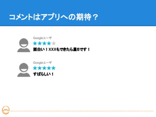 コメントはアプリへの期待？

   Googleユーザ


   面白い！XXXもできたら星５です！


   Googleユーザ


   すばらしい！
 