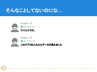そんなことしてないのにな…

   Googleユーザ


   ウイルスです。


   Googleユーザ


   このアプリを入れたらデータが消えました
 