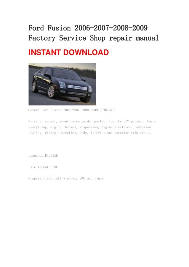 2008 Ford fusion service manual download #2