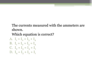 1. The ammeter has negligible resistance.
2. What is the resistance of the resistor R?
A. 0.5 Ω
B. 1.5 Ω
C. 5 Ω
D. 6 Ω
 