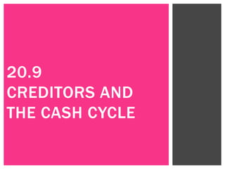 20.9
CREDITORS AND
THE CASH CYCLE
 