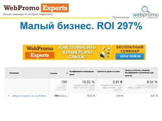 Малый бизнес. ROI 297%
 