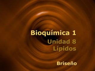 Bioquímica 1
Unidad 8
Lípidos
Briseño
 