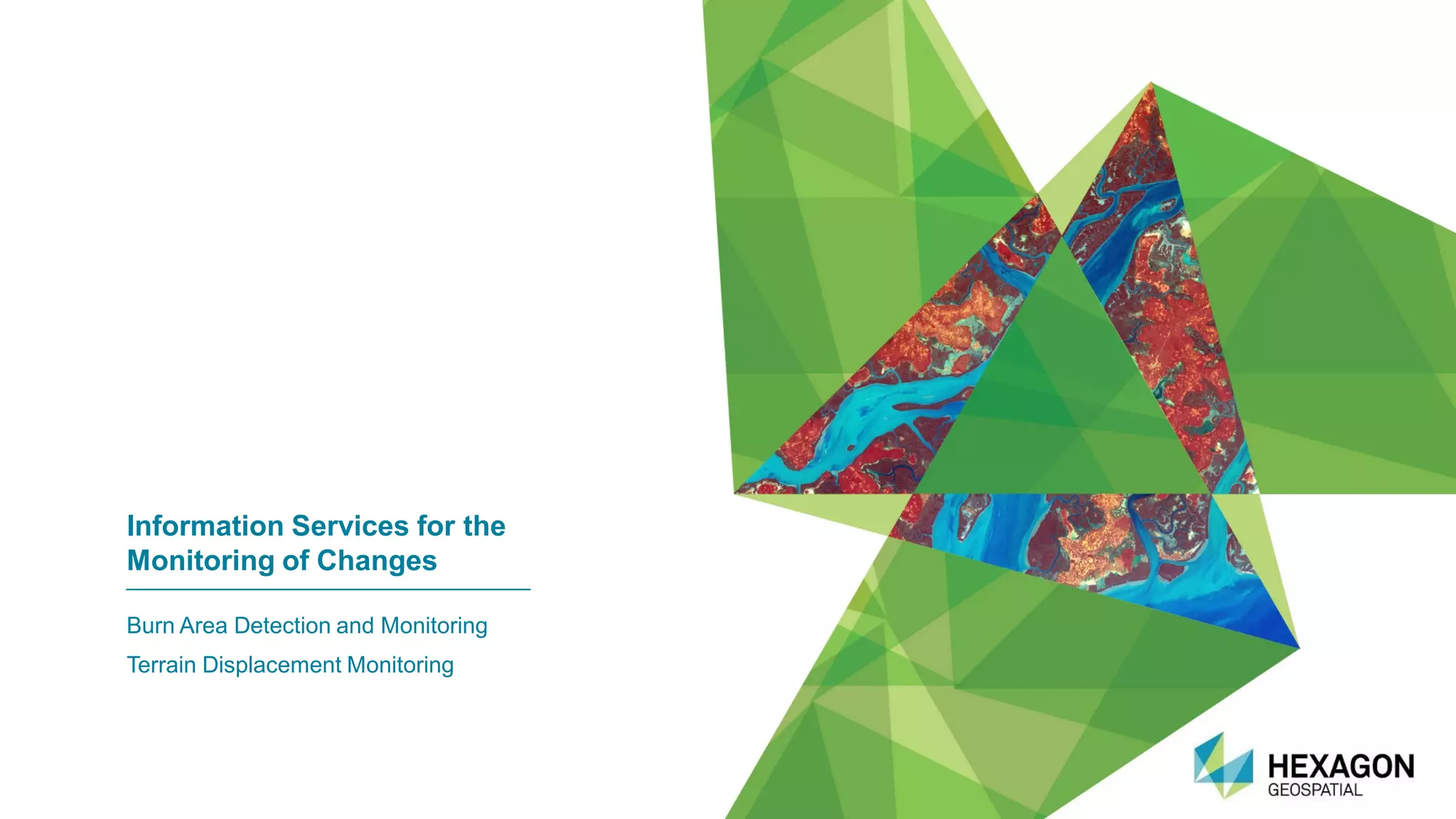 Information Services for the
Monitoring of Changes
Burn Area Detection and Monitoring
Terrain Displacement Monitoring
 