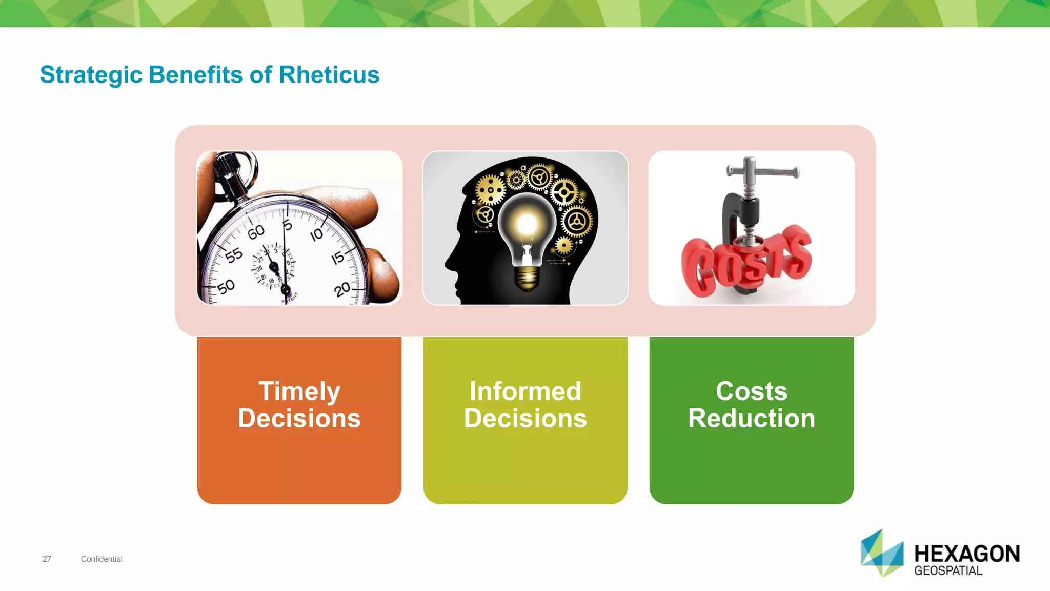Confidential27
Strategic Benefits of Rheticus
Timely
Decisions
Informed
Decisions
Costs
Reduction
 