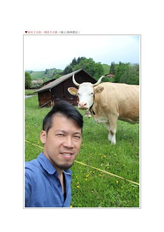 ▼我兒子自拍，與乳牛合影（瑞士.格林德瓦）
 