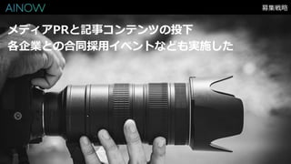 メディアPRと記事コンテンツの投下
各企業との合同採用イベントなども実施した
募集戦略
 