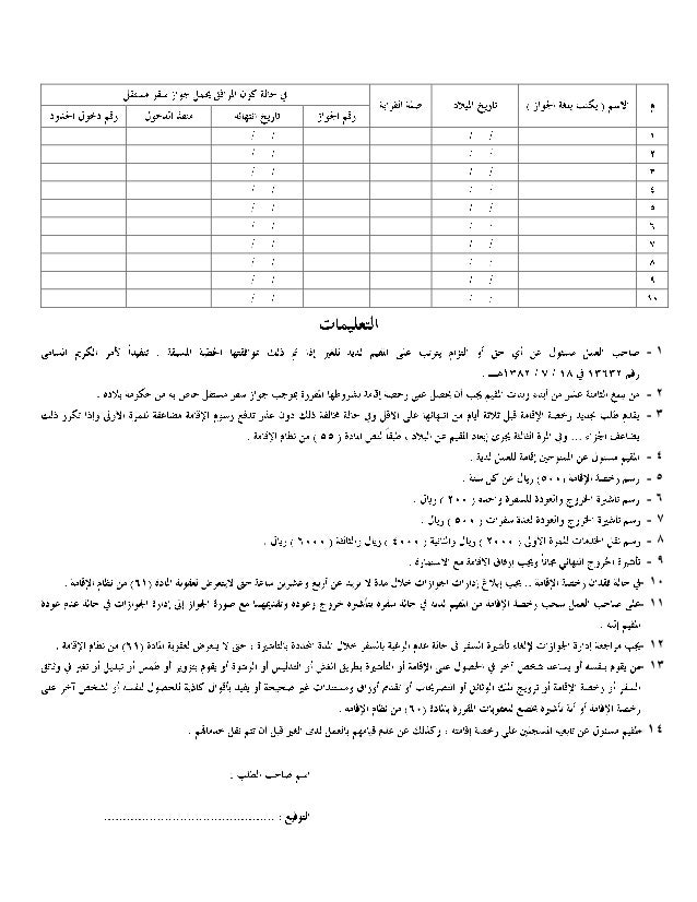 استمارة تجديد إقامة وافد من خلال موقع وزارة الداخلية السعودية ابشر