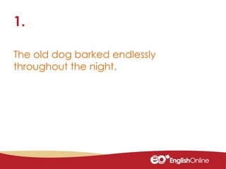 The old dog barked endlessly
throughout the night.
1.
 