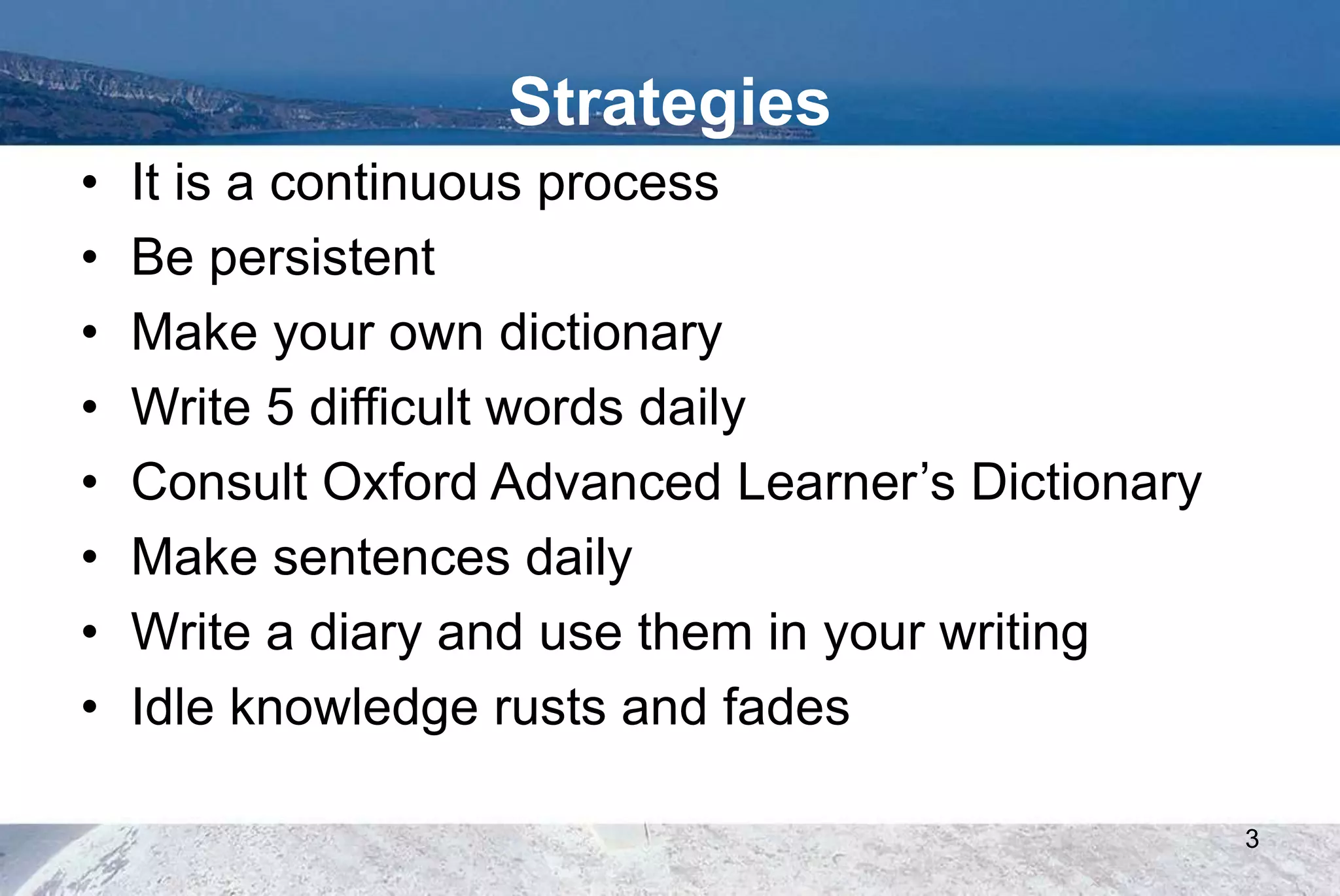 Functional English 25. Vocabulary Development, Methods and Tips. Code ...