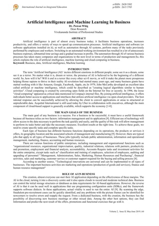 Artificial Intelligence and Machine Learning In Business | PDF