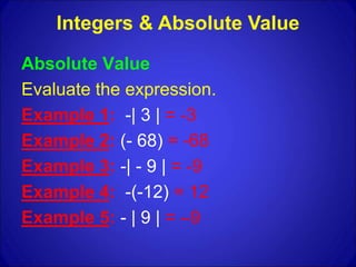 Absolute Value Notes | PPTX