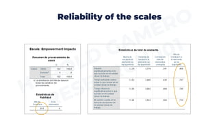 Reliability of the scales
 
