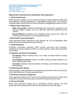 VERTICAL FARMING: A WAY TOWARDS SMART & SUSTAINABLE URBAN AGRICULTURE | PDF