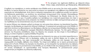  Το κείμενο του σχολικού βιβλίου με πλαγιότιτλους
Πηγή: http://www.venetokleio.gr/Παναγιώτης Αθανασόπουλος
Ο αριθμός των προσφύγων, οι οποίοι κατέφυγαν στην Ελλάδα κατά το 19ο αιώνα, δεν ήταν πολύ μεγάλος.
Αντίθετα, τις πρώτες δεκαετίες του 20ού αιώνα τα κύματα των προσφύγων που έφθαναν στην Ελλάδα ήταν
συχνότερα και πολυαριθμότερα. Αιτία ήταν οι πολεμικές συγκρούσεις και η εχθρότητα μεταξύ των κρατών
της Βαλκανικής χερσονήσου, ως συνέπεια του γενικότερου ανταγωνισμού στην περιοχή. Αποκορύφωμα
στην όλη κίνηση των πληθυσμών αποτέλεσε ο ξεριζωμός του Ελληνισμού της Μικράς Ασίας και της
Ανατολικής Θράκης το 1922. Ο μεγάλος αριθμός των προσφύγων και ο οριστικός χαρακτήρας που πήρε η
εκδίωξη από τις πατρογονικές εστίες ανάγκασε την ελληνική πολιτεία να λάβει συστηματικότερα μέτρα για
την περίθαλψη και την αποκατάσταση τους στη νέα πατρίδα.
Σύγκριση με 19ο αι.
Βασική αιτία
1922 :Το τελευταίο
και μαζικότερο
προσφυγικό ρεύμα
Οι πρώτοι Έλληνες που πέρασαν μαζικά τα σύνορα τον 20ό αιώνα ήταν κάτοικοι της Ανατολικής Ρωμυλίας,
περιοχής της Βουλγαρίας με σημαντικό ελληνικό πληθυσμό. Η αναγκαστική μετανάστευση στην Ελλάδα το
1906 ήταν συνέπεια των βιαιοπραγιών των Βουλγάρων, εξαιτίας του ανταγωνισμού Ελλάδας- Βουλγαρίας για
επικράτηση στην υπό οθωμανική κυριαρχία Μακεδονία (Μακεδονικός Αγώνας). Τον ίδιο χρόνο Έλληνες
κάτοικοι της Ρουμανίας απελάθηκαν, λόγω της έξαρσης που γνώριζε την ίδια εποχή το Κουτσοβλαχικό
ζήτημα, το οποίο επηρέαζε τις σχέσεις Ελλάδας-Ρουμανίας.
ΤΑ ΠΡΩΤΑ ΠΡΟΣΦΥΓΙΚΑ
ΡΕΥΜΑΤΑ ΤΟΥ 20ου ΑΙ. (1906-
1913)
1906 :Αν.Ρωμυλία
1906 : Ρουμανία
Μετά την υπογραφή της συνθήκης του Βουκουρεστίου τον Αύγουστο του 1913, με την οποία τερματίζονταν οι
Βαλκανικοί πόλεμοι, Έλληνες από τη Βουλγαρία, καθώς και από τη Δυτική Θράκη και το τμήμα της
Ανατολικής Μακεδονίας, που είχαν κατακυρωθεί στη Βουλγαρία, καθώς και από περιοχές που είχαν
παραχωρηθεί στη Σερβία, έφθασαν στην Ελλάδα. Την εποχή αυτή έφθασε και το πρώτο μεταναστευτικό
ρεύμα από τη Ρωσία. Έλληνες της περιοχής του Καυκάσου, με την αναγγελία της προσάρτησης της εύφορης
Μακεδονίας, άρχισαν να μεταναστεύουν στην Ελλάδα, με την ελπίδα ότι θα τους παραχωρούσαν γη. Κάποιοι
απ' αυτούς κατόρθωσαν να εγκατασταθούν στην Κεντρική Μακεδονία. Το μεταναστευτικό ρεύμα
αναχαιτίστηκε με επέμβαση της ελληνικής κυβέρνησης.
1913 : Προσφυγικά
ρεύματα
Βουλγαρία, Δ. Θράκη,
Αν. Μακεδονία,
Σερβία
Ρωσία
2
 