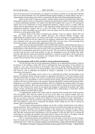 The influence of student’s mathematical beliefs on metacognitive skills ...