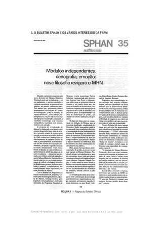 FORUM PATRIMÔNIO: amb. constr. e patr. sust.,Belo Horizonte,v.3,n.2, jul./dez. 2009.
3. O BOLETIM SPHAN E OS VÁRIOS INTERESSES DA FNPM
FIGURA 1 — Página do Boletim SPHAN
 