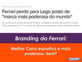 Branding da Ferrari:
Melhor Carro esportivo e mais
poderoso. Será?
 