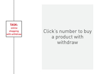 TASK:
online
shopping
with withdraw
Click’s number to buy
a product with
withdraw
 