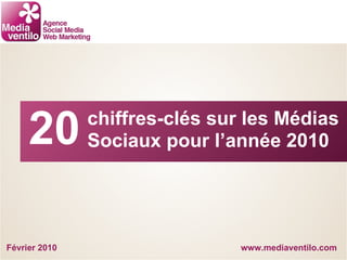 www.mediaventilo.com chiffres-clés sur les Médias  Sociaux pour l’année 2010 20 Février 2010 