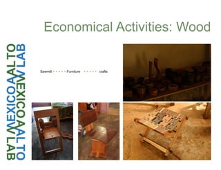 Economical Activities: Wood
Sawmill Furniture crafts
 