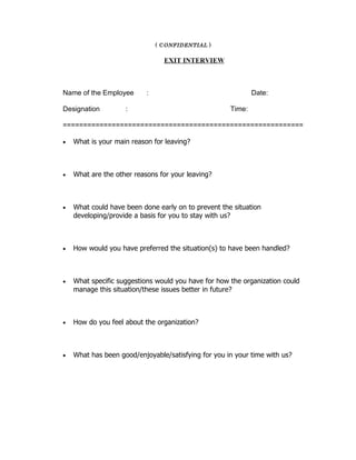 20.exit interview questionnaire