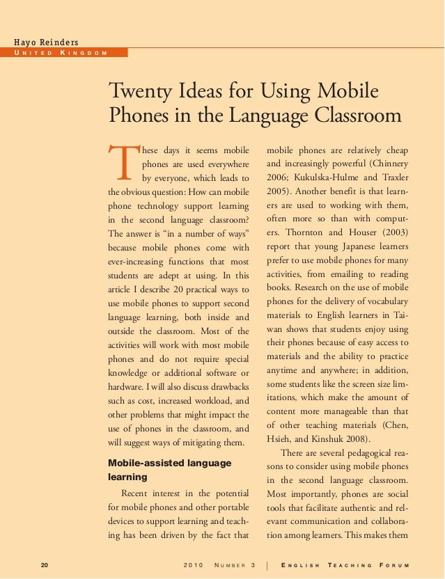 Example Persuasive Essay Outline Ideas For Using Mobile Phones In Language Classroom Twenty Ideas For Using Mobile Essay About Korea also Essay Creator Online Essay On Mobile Technology E Commerce Essay Modern Technology Essay On Liberation