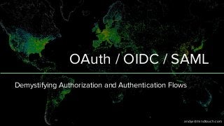 OAuth / OIDC / SAML
Demystifying Authorization and Authentication Flows
andyv@mindtouch.com
 