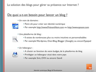Conférence ISEG : Identité  numérique,  Blogs  &  Monétisation