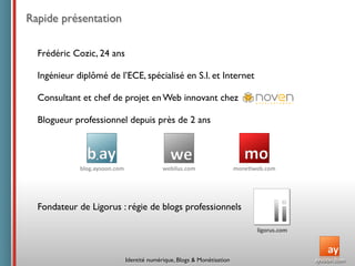 Conférence ISEG : Identité  numérique,  Blogs  &  Monétisation