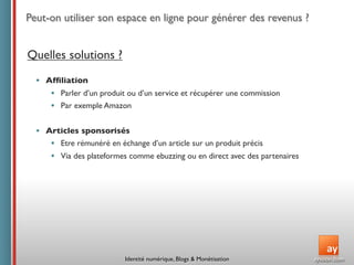 Conférence ISEG : Identité  numérique,  Blogs  &  Monétisation