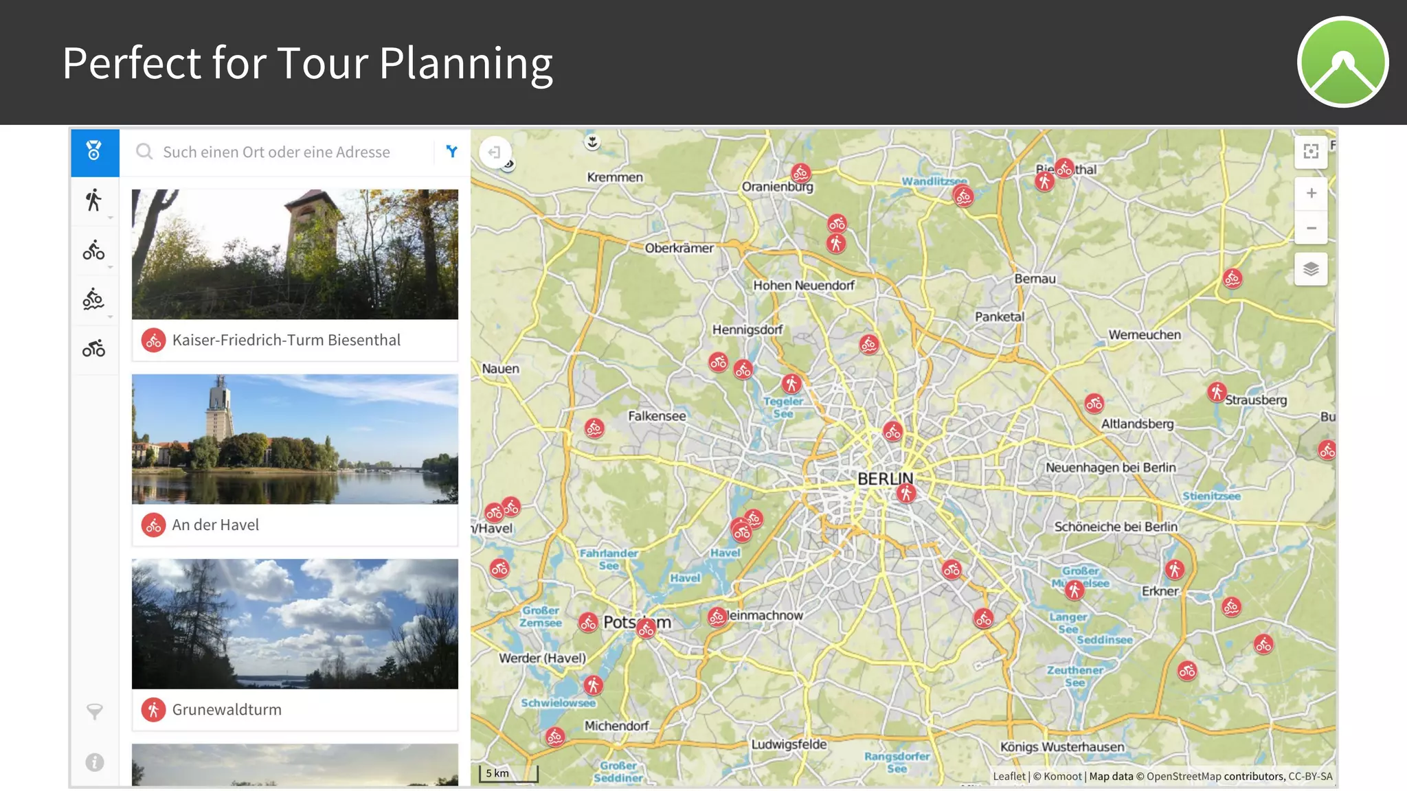 Perfect for Tour Planning
 