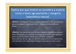 Questões categorias taxonómicas